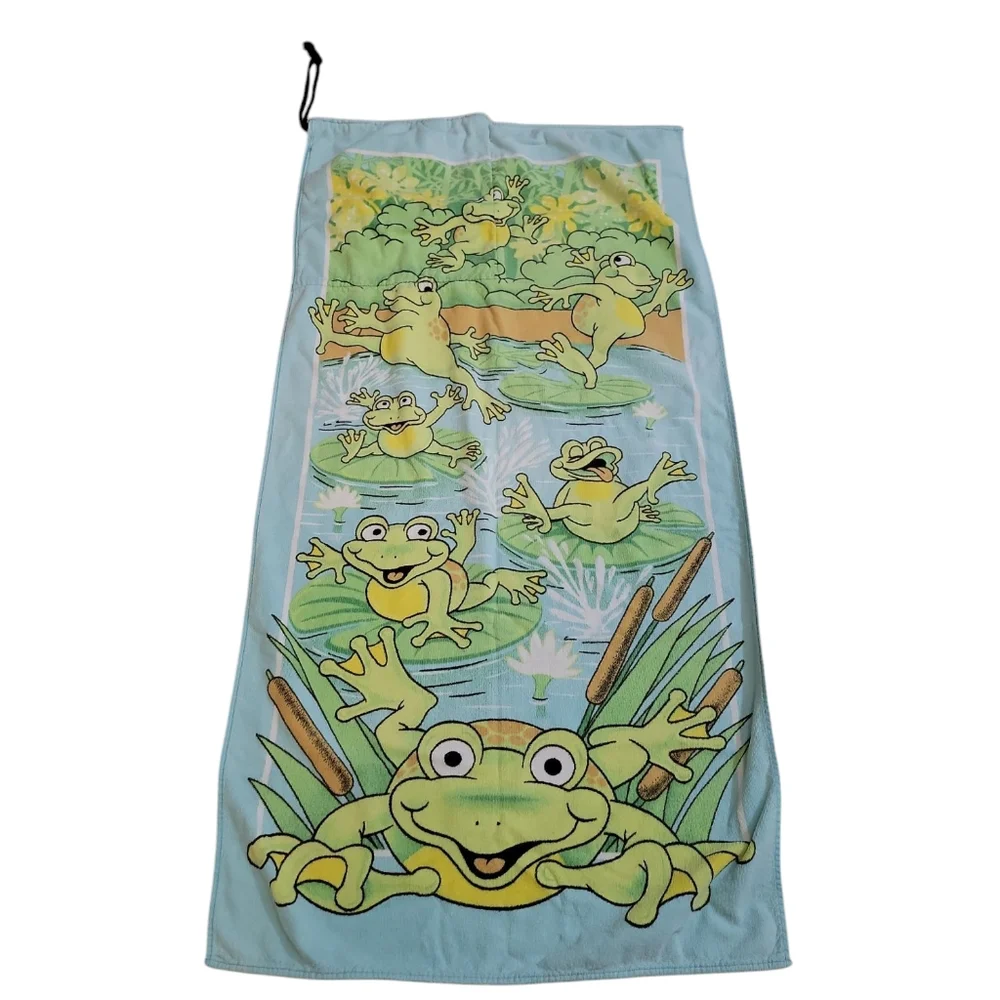 Vintage Hilasal‎ Happy Frog Beach Bag Towel Tropical Vacation Cruise Size 28x52